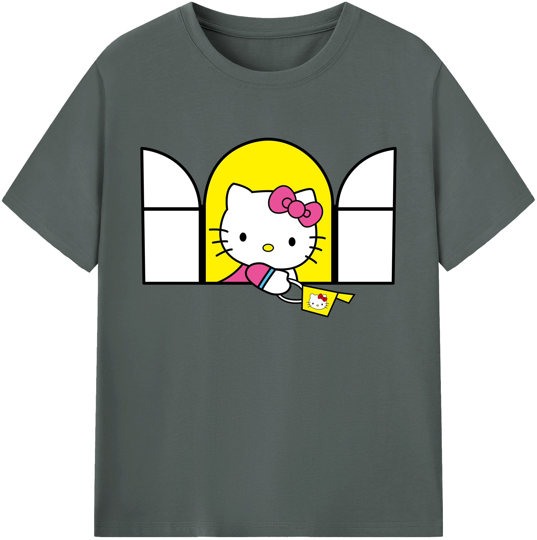 （画像用） Hello Kitty ハローキティ 綿100％ メンズ半袖Tシャツ｜肌触りやわらか＆通気性